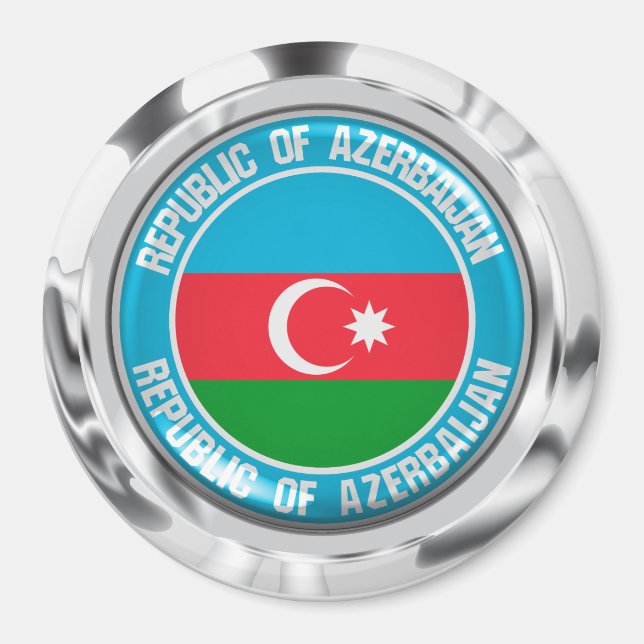 Azerbajdzjan Round Emblem Magnet (Framsidan)