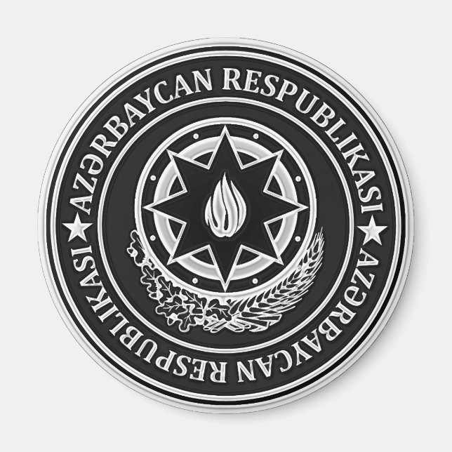 Azerbajdzjan Round Emblem Magnet (Framsidan)