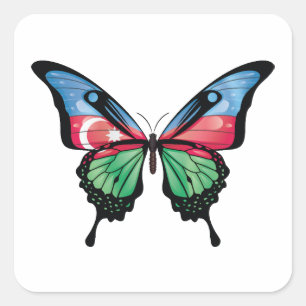 Azerbajdzjan Swallowtail Butterfly Flagga Sticker Fyrkantigt Klistermärke