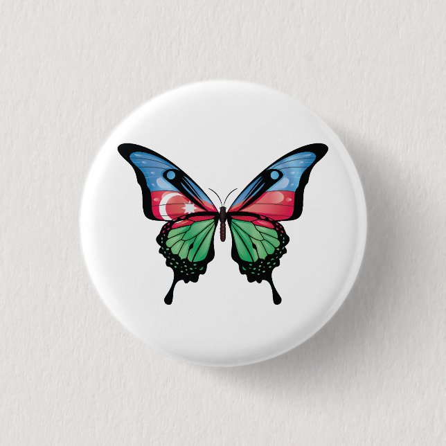 Azerbajdzjan Swallowtail Butterfly Flagga Sticker Knapp (Framsida)