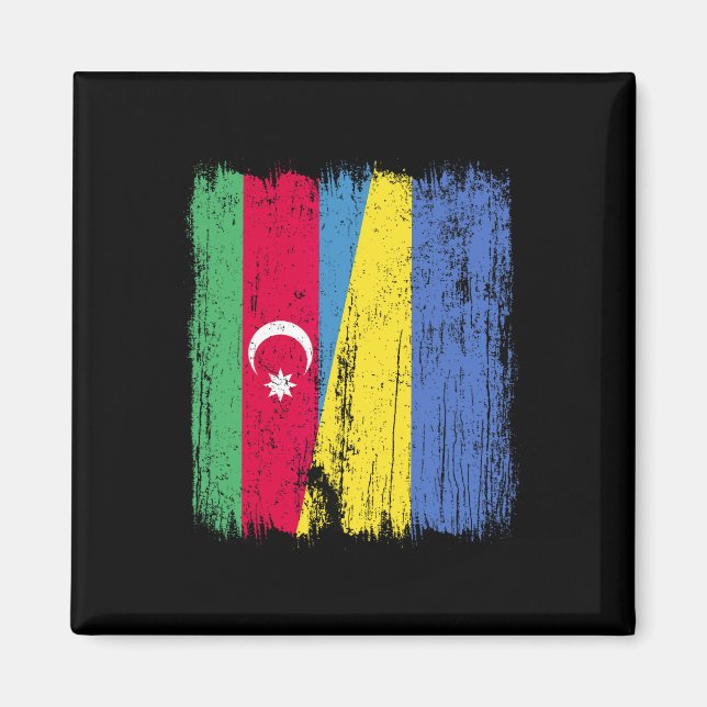 Azerbajdzjan Ukraina Halv Flagga Azerbajdzjansk Uk Magnet (Framsidan)