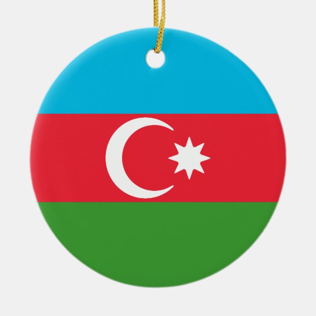 Azerbajdzjans flagga julgransprydnad keramik (Framsidan)