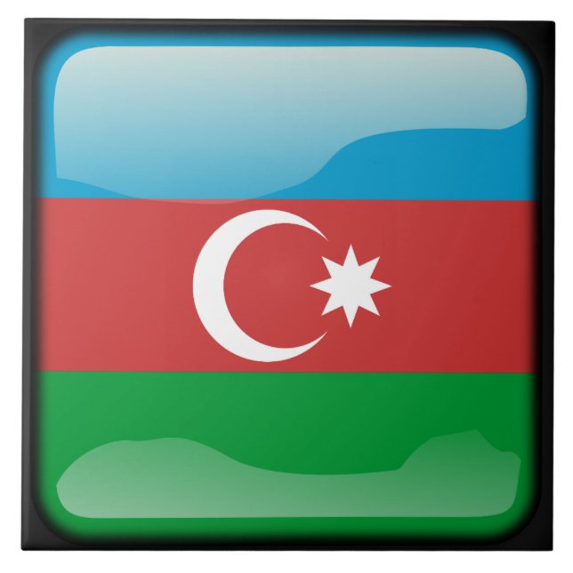 Azerbajdzjans flagga kakelplatta (Framsidan)