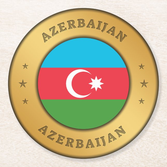 Azerbajdzjans Flagga-knapp Underlägg Papper Rund (Framsidan)