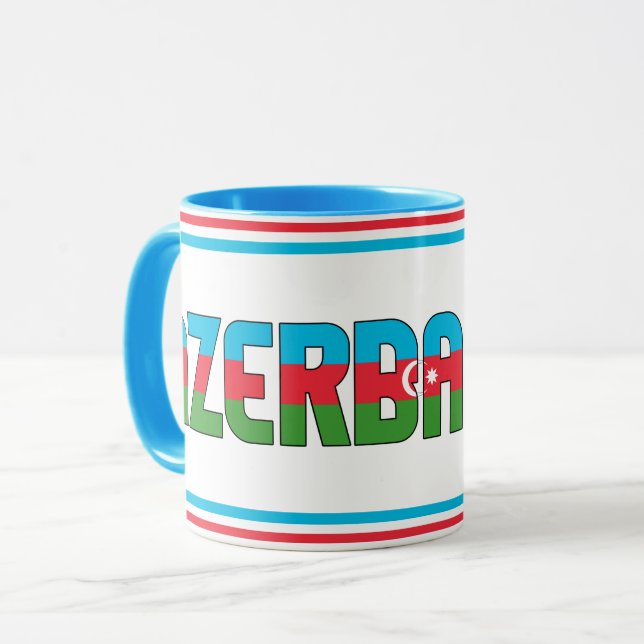 Azerbajdzjans Flagga Patriotic Coffee Mugg (Framsida vänster)