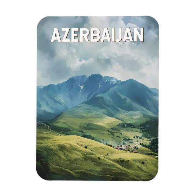 Azerbajdzjans illustration Travel Art Vintage Magnet (Vertikal)
