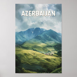 Azerbajdzjans illustration Travel Art Vintage Poster