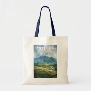 Azerbajdzjans illustration Travel Art Vintage Tygkasse