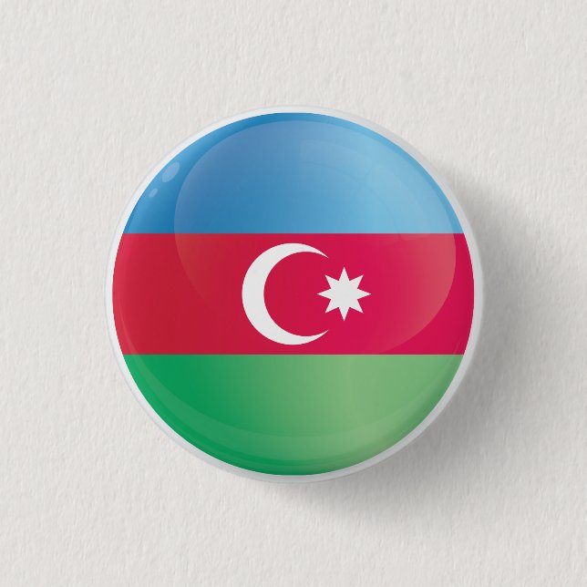 Azerbajdzjans runda Icon Flagga Knapp (Framsida)