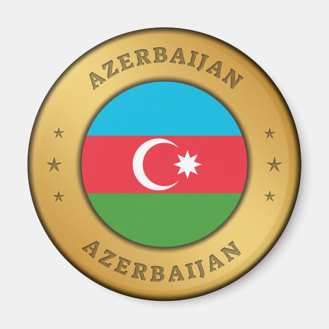 Azerbajdzjansk flaggknapp magnet (Framsidan)