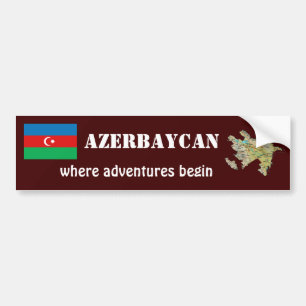 Azerbajdzjanska flagga + kart dekalsticker bildekal