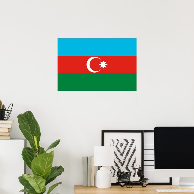 Azerbajdzjanska flaggan poster (Hemmakontoret)