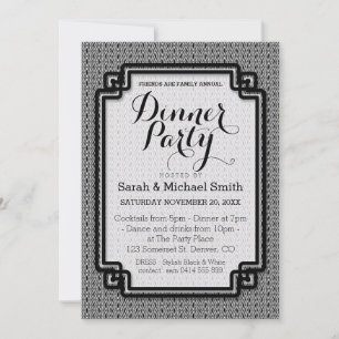 Azika S1 Black+White Dinner Party-inbjudan Inbjudningar