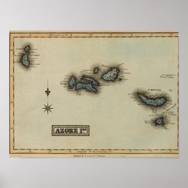 Azore Islands Atlas Karta Poster (Framsidan)