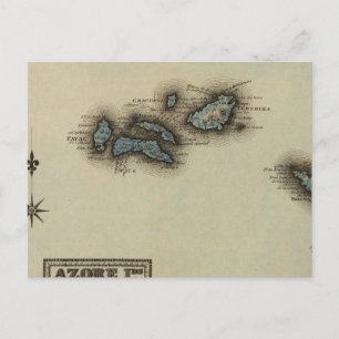 Azore Islands Atlas Karta Vykort