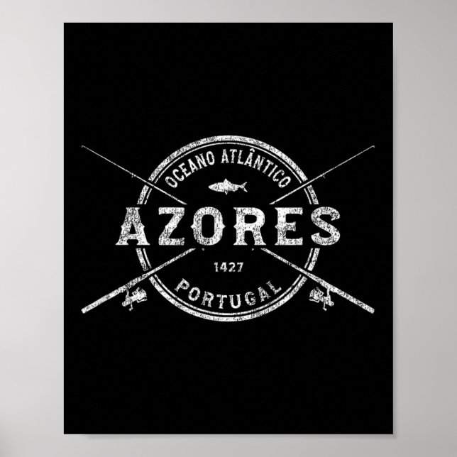 Azorerna Antika Korslagda Fiskespön  Poster (Framsidan)