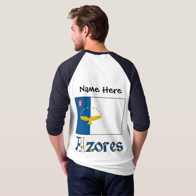 Azorerna Azorerflagga Personlig  Tee Shirt (Hel baksida)