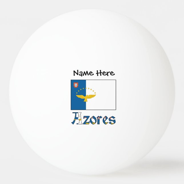 Azorerna Azorisk Flagga Personligt Namn Pingisboll (Framsidan)