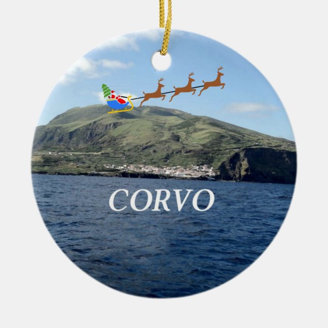 Azorerna: Corvo Panoramic jul Ornament (Framsidan)
