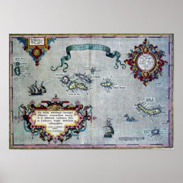 Azorerna Historic Karta Poster