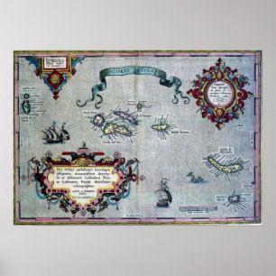 Azorerna Historic Karta Poster