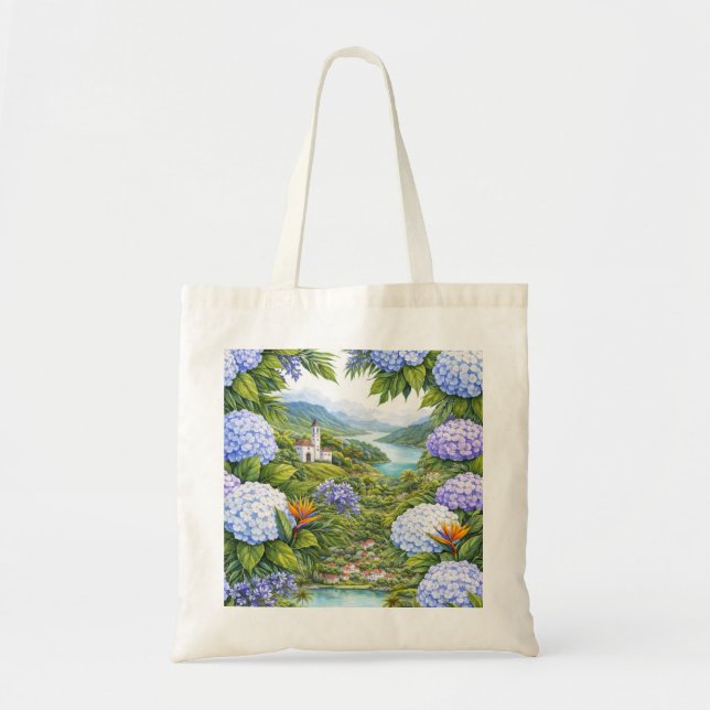 Azorerna Hortensia Ölandscape Tygkasse (Framsidan)