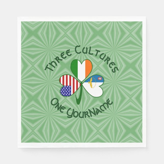 Azorerna Irland USA flagga Shamrock Personlig Pappersservett (Framsidan)