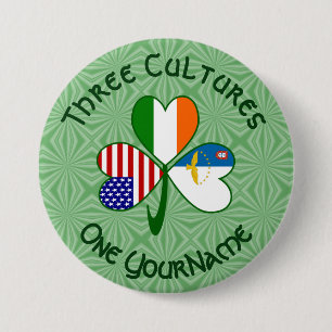 Azorerna Irland USA Flaggor Shamrock Ditt Namn Knapp
