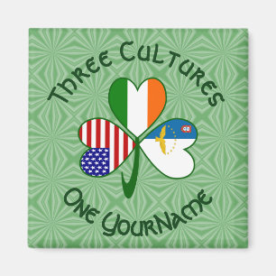 Azorerna Irland USA Flaggor Shamrock Ditt Namn Magnet