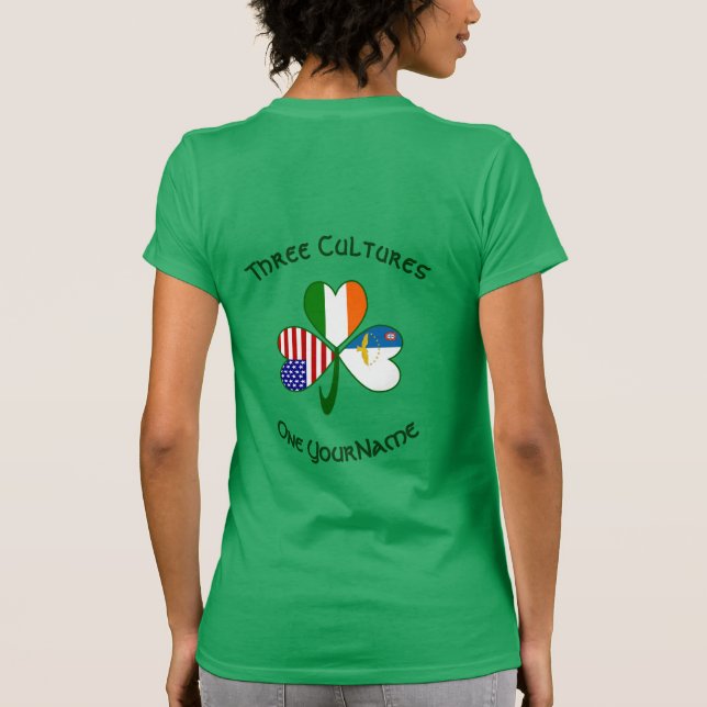 Azorerna, Irland, USA, Shamrock Flagga Personlig T Shirt (Baksida)