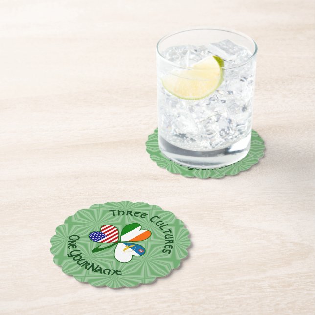 Azorerna, Irland, USA, Shamrock Flagga Personlig Underlägg Papper (Insitu)