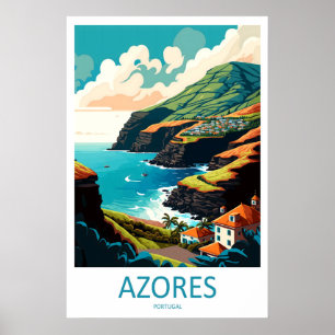 Azorerna Portugal Resa Poster Vintage Skidåkning N