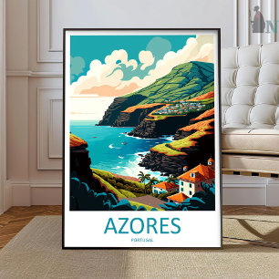 Azorerna Resa Print Väggkonst Azorerna Vägghängand