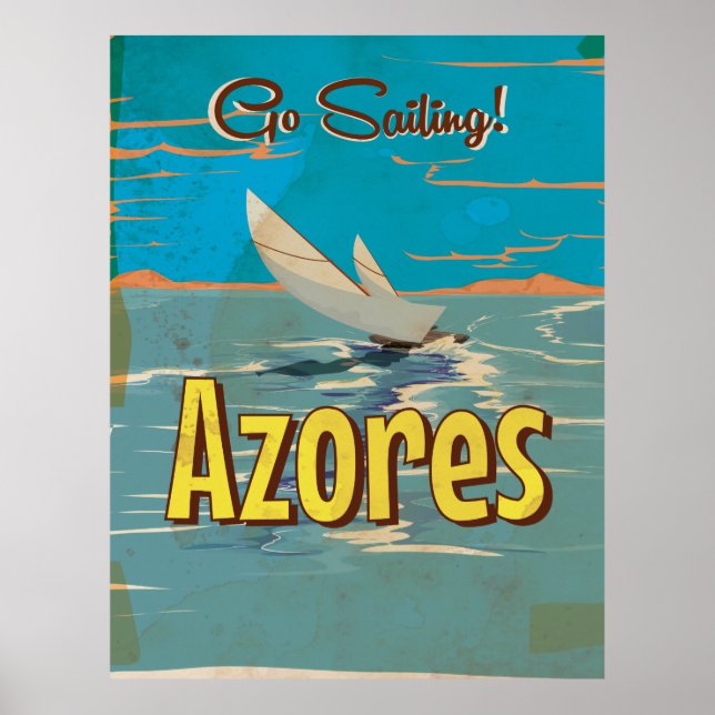 Azorerna vintage reseraffisch poster (Framsidan)