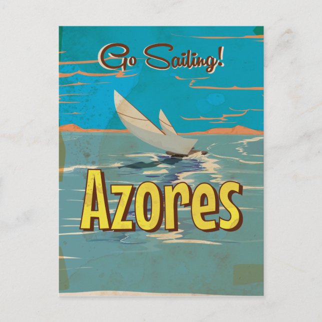 Azorerna vintage reseresaffiche vykort (Framsida)