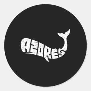 Azorerna Whale Ord Animal Runt Klistermärke