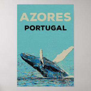 Azorernas humpback valale illustration Portugal Poster