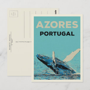 Azorernas humpback valale illustration Portugal Vykort