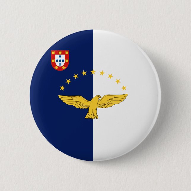 Azorernas öar, flagga Button Knapp (Framsida)
