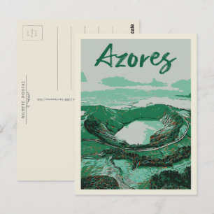 Azorernas öar Volcanic Sjöar Illustration Vykort