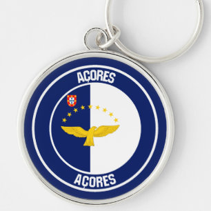 Azorernas runda emblem rund silverfärgad nyckelring