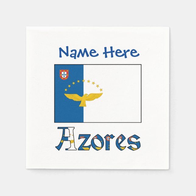 Azores Azorean Flag Blue Personalized Name Pappersservett (Framsidan)