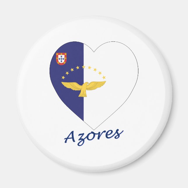 Azores Flagga Hjärta Magnet (Framsidan)