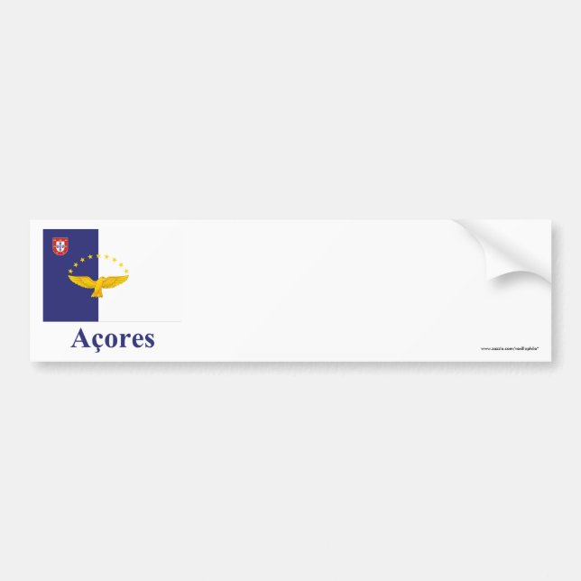 Azores flagga med namn i portugis bildekal (Framsidan)