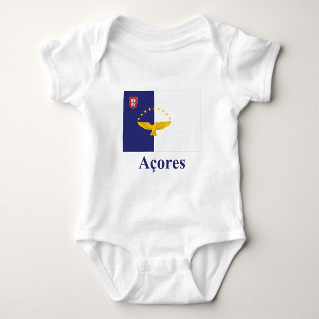 Azores flagga med namn i portugis t-shirt (Framsida)
