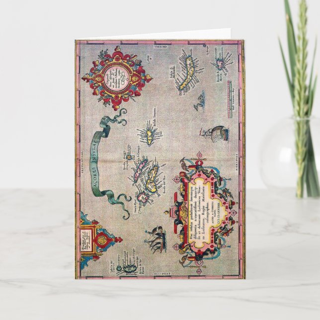 Azores gammal karta - vintageseglingutforskning kort (Framsida)