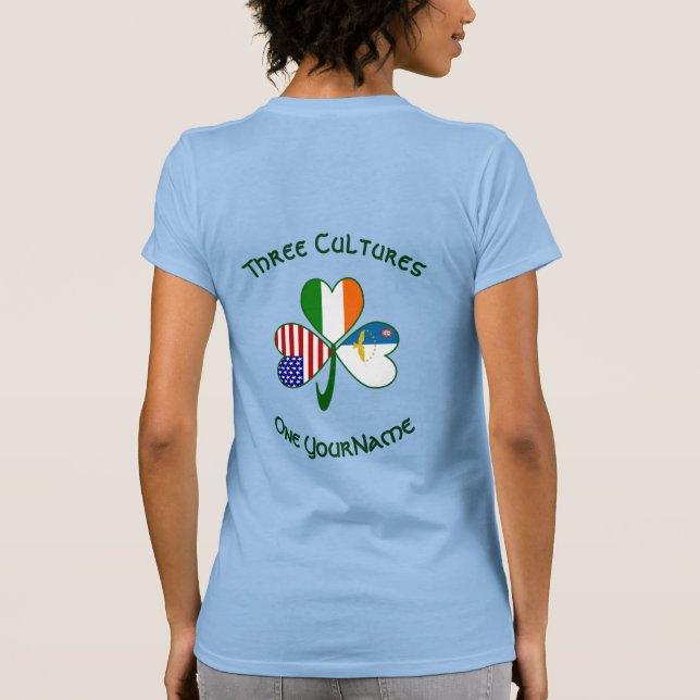 Azores Ireland USA Shamrock Flag Personalize Women T Shirt (Baksida)