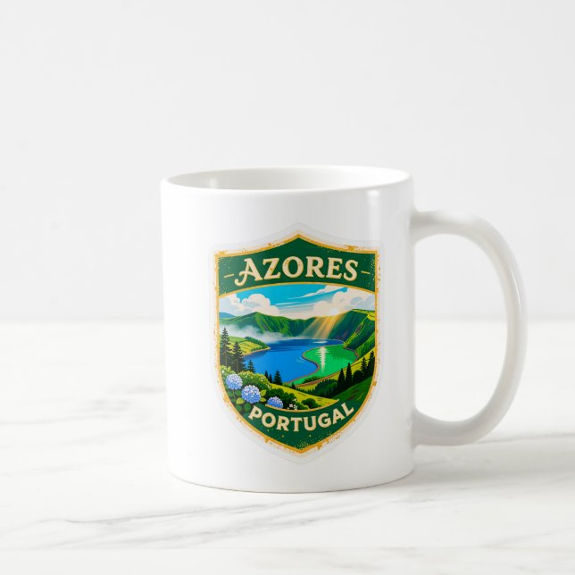 Azores Portugal Travel Badge Mug – Scenic Lagoa da Kaffemugg (Höger)