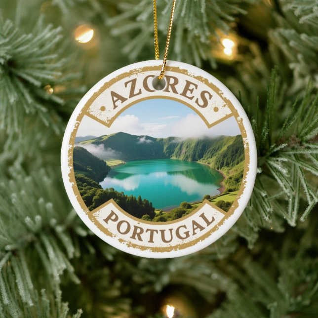 Azores Portugal Travel Badge Ornament – Two-Sided  (Träd)