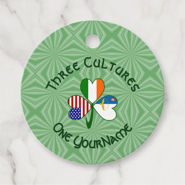 Azorisk irländsk amerikansk Shamrock Flagga Gåvor Etiketter (Framsida)